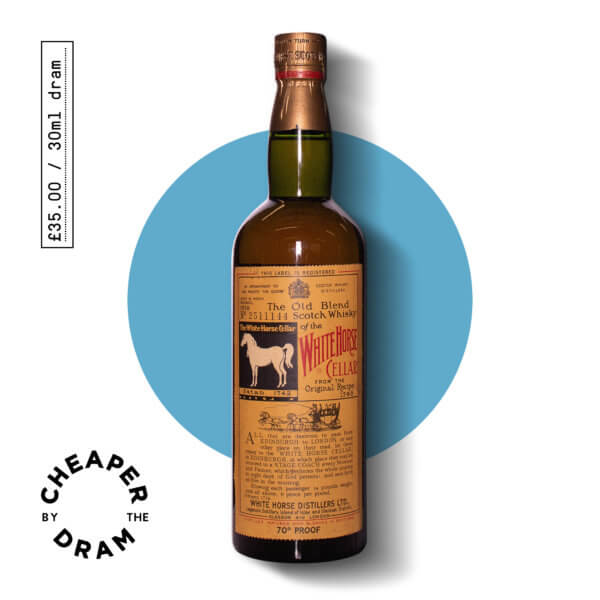 A bottle of CBTD NO.08 White Horse Blended Whisky 1958